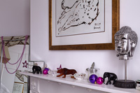 Accessories and baubles on mantlepiece