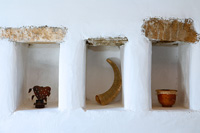 Accessories stored in alcoves