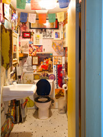 Toilet with colourful art display