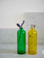 Lavender flowers in colourful bottles