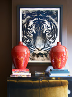 Tiger photo and red vases
