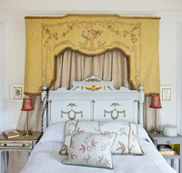 Decorative vintage bed and silk canopy