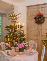Dining table decorated for christmas