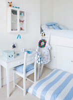 Blue and white themed boys bedroom at christmas