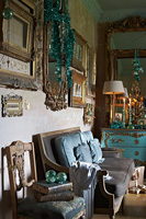 Vintage living room decorated for christmas