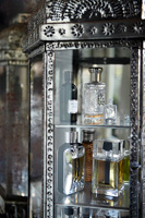 Aftershaves in display cabinet