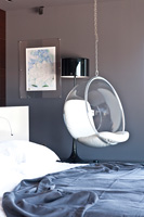 Bubble chair by bed