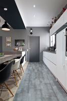 Grey tiles on kitchen floor
