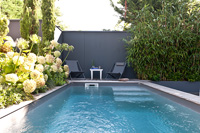 Contemporary garden with pool