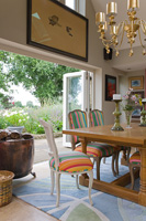 Colourful furniture in dining room