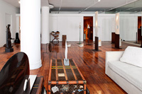 Contemporary open plan apartment with sculpture display
