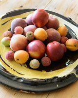 Fresh fruit on patterned platter