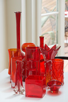 Collection of red glassware