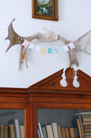 Bunting hanging from antlers