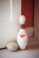 Bowling pin used as door stop