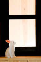 Rabbit ornament on windowsill