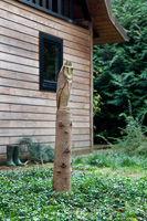 Modern wooden garden sculpture