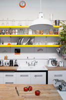 Yellow kitchen shelves