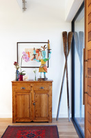 Colourful art on wooden cupboard