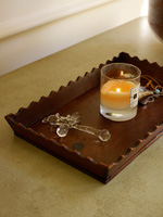 Accessories on wooden tray
