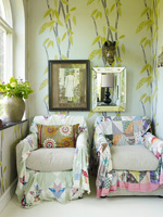 Patchwork throws on armchairs
