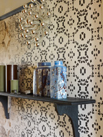 Vintage wallpaper and accessories in hall