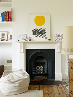 Modern painting on mantlepiece