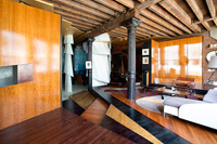 Wooden flooring in open plan apartment