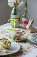 Table set for Easter tea party