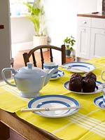 Vintage tea set on kitchen table