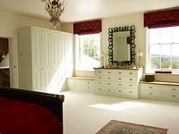 Fitted storage units in bedroom