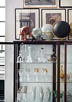 Glassware in display cabinet