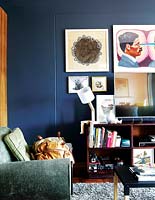 Colourful art on living room wall