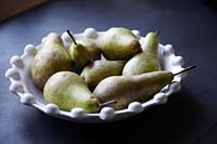 Pears in white bowl
