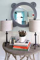 Console table with lamps