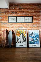 Colourful posters and skateboards
