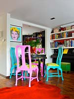 Colourful open plan dining area