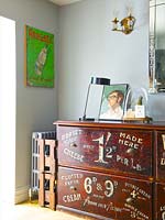 Salvaged sideboard in dining room