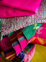 Colourful rugs and textiles