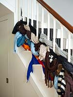 Scarves wrapped around bannisters