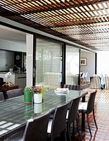 Dining area on modern veranda