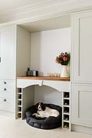 Dog bed in alcove