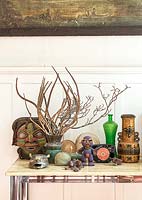 Collectibles on sideboard