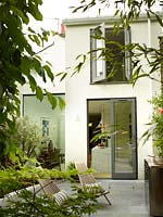 Modern house and patio garden