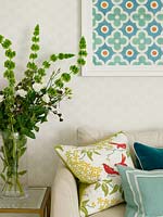 Colourful art and cushions