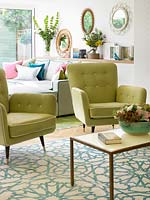 Green armchairs