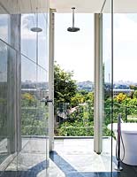 Shower with scenic view