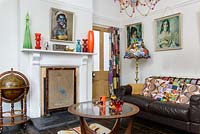 Colourful living room with vintage accessories