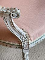 Antique French sofa re-covered in linen