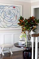 Floral painting on hall wall